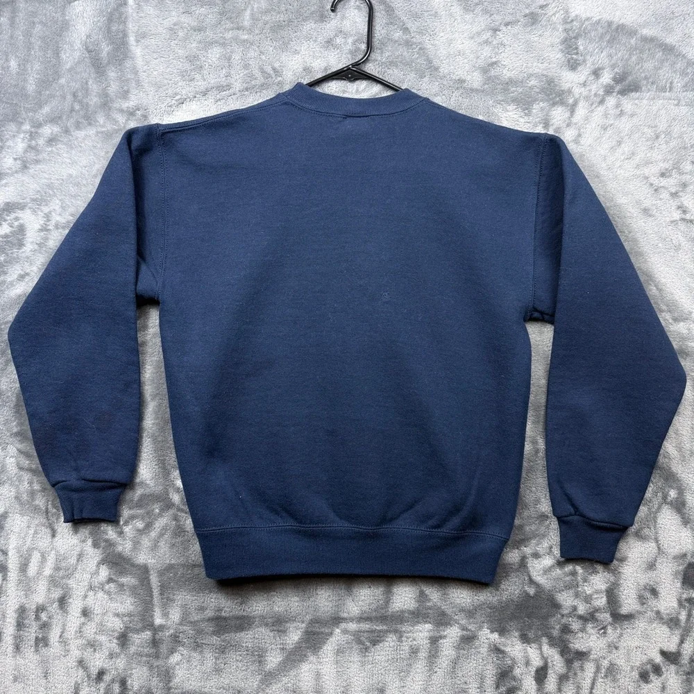 Russell Athletic Sweatshirt Youth L Navy Blue Crewneck V-Stitch USA Fleece